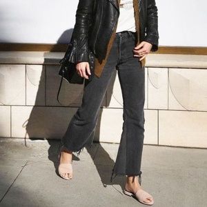 Re/Done Black High Rise Crop Flare